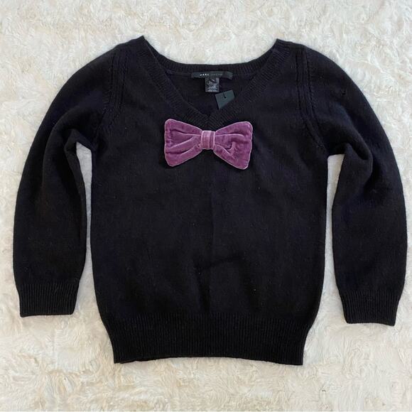 Marc Jacobs Womens Medium Angora 3/4 Sleeve Purple Velvet Bow Sweater - Picture 1 of 11